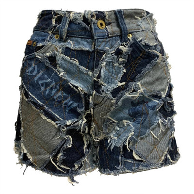 Fabricant DiZNEW de jeans en denim vieilli personnalisé | usine de shorts en jean patchwork baggy