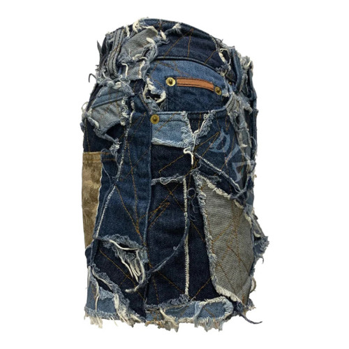 Fabricant DiZNEW de jeans en denim vieilli personnalisé | usine de shorts en jean patchwork baggy