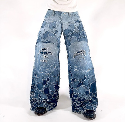 DiZNEW Custom Logo OEM ODM Jeans Herren gewaschene Streetwear | Patchwork Jeans Fabrik