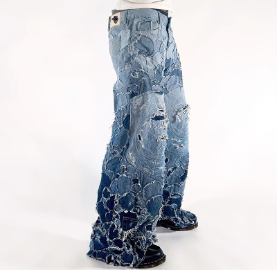 Custom Logo OEM ODM Jeans men washed streetwear | patchwork Jeans factory