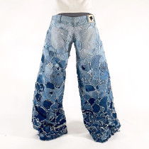DiZNEW Custom Logo OEM ODM Jeans men washed streetwear | patchwork Jeans factory