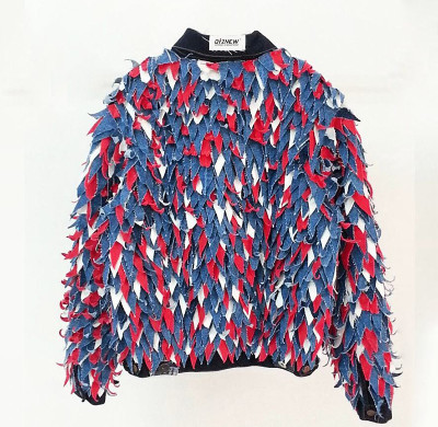 Custom Denim Jacket Patchwork Patches Blue Button Up streetwear | denim jacket Factory