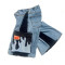 DiZNEW Custom Denim wash blue and Black Patchwork cargo shorts | men's Jorts manufacturer
