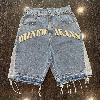 DiZNEW Wholesale Patchwork USA Denim Jorts Baggy Hommes | Fabricant de jeans courts