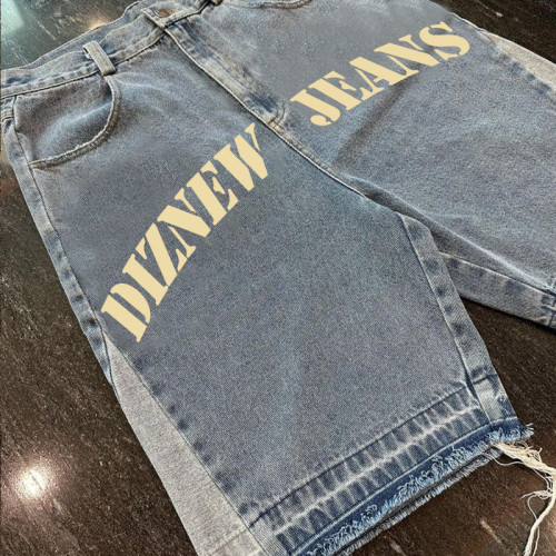 DiZNEW Wholesale Patchwork USA Denim Jorts Baggy Hommes | Fabricant de jeans courts