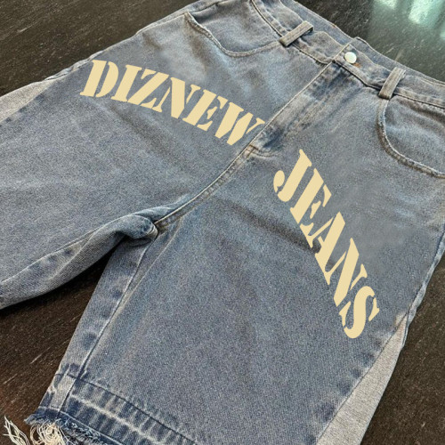 DiZNEW Wholesale Patchwork USA Denim Jorts Baggy Hommes | Fabricant de jeans courts