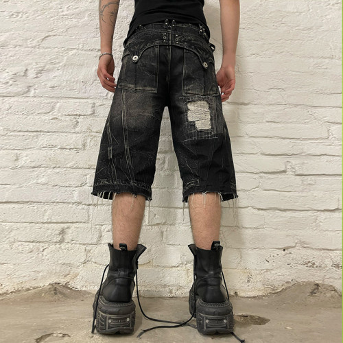 Wholesale Distressed Black Denim Shorts - Industrial Jeans for Creative Professionals Vendors