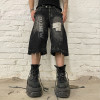 DiZNEW Wholesale Distressed Black Denim Shorts - Industrial Jeans for Creative Professionals Vendors