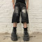 DiZNEW Wholesale Distressed Black Denim Shorts - Industrial Jeans for Creative Professionals Vendors