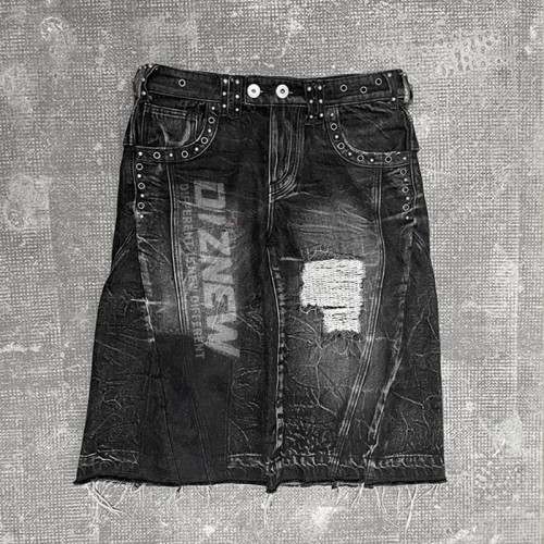 Wholesale Distressed Black Denim Shorts - Industrial Jeans for Creative Professionals Vendors