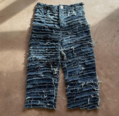 DiZNEW Jeans en denim baggy déchiré et vieilli de haute qualité pour hommes