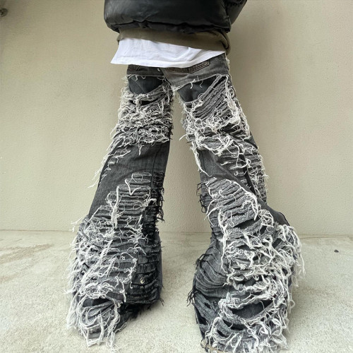 DiZNEW Custom Distressed Black Denim Jeans für Designer | Premium B2B-Hersteller