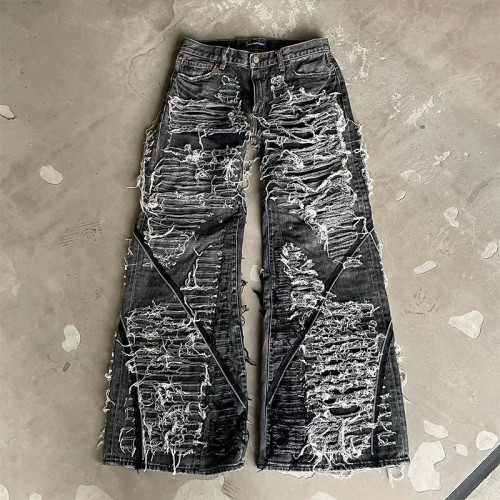 DiZNEW Custom Distressed Black Denim Jeans für Designer | Premium B2B-Hersteller