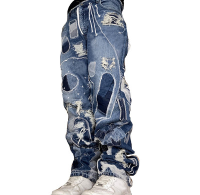 Wholesale Custom Patchwork Distressed Denim Jeans | High-Quality Jeans Manufacturer