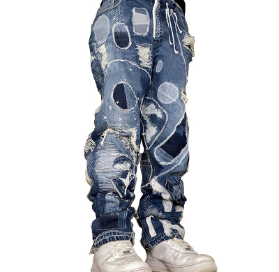 DiZNEW Großhandel Custom Patchwork Distressed Denim Jeans | Hochwertiger Jeanshersteller