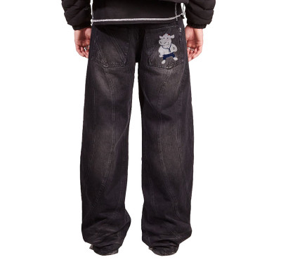 DiZNEW Customized Black Denim Jeans - Unique Design & High-Quality Farbic