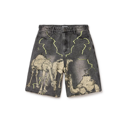 DiZNEW Custom Camel Print Denim Shorts - Unique & Stylish Summer Wear