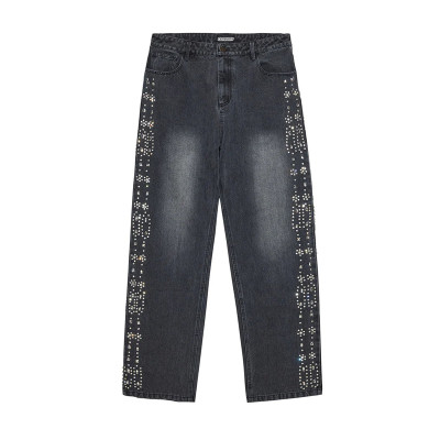 DiZNEW Custom Embellished Denim Jeans with Decorative Studs - Sparkle & Style