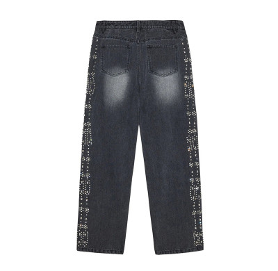 Custom Embellished Denim Jeans with Decorative Studs - Sparkle & Style