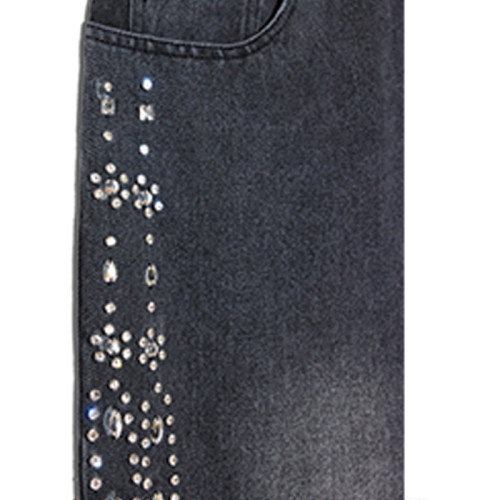 Jean en denim personnalisé avec clous décoratifs DiZNEW - Sparkle & Style