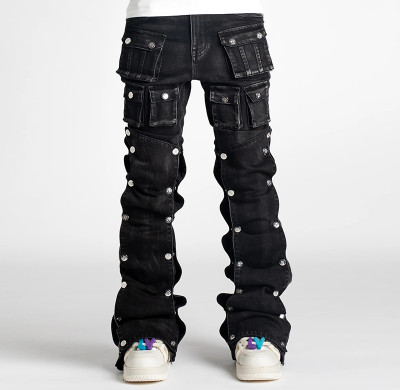 Custom Cargo Pocket Denim Jeans - Unique Design & Premium Quality