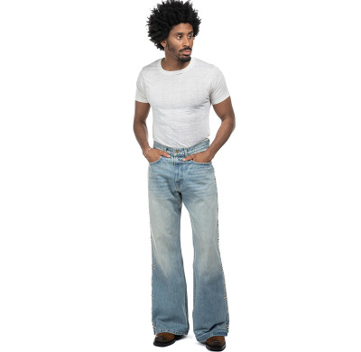 Custom Embellished Flare Denim Jeans with Decorative Studs - Unique Style & Comfort
