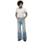 Custom Embellished Flare Denim Jeans with Decorative Studs - Unique Style & Comfort