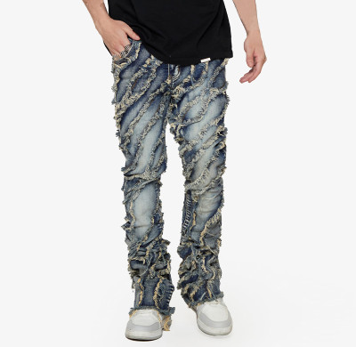 DiZNEW Großhandel Custom Distressed Denim Jeans | Einzigartige Designs für Streetwear