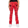 DiZNEW Custom Red Cargo Distressed Jeans | Wholesale Denim Fashion Suppliers