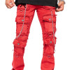 DiZNEW Custom Red Cargo Distressed Jeans | Wholesale Denim Fashion Suppliers