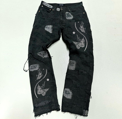 DiZNEW Custom Schwarze Jeans | Distressed-Jeans für Herren im Großhandel