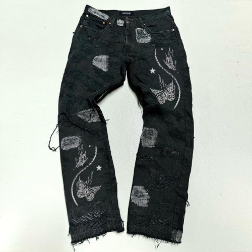 DiZNEW Custom Schwarze Jeans | Distressed-Jeans für Herren im Großhandel