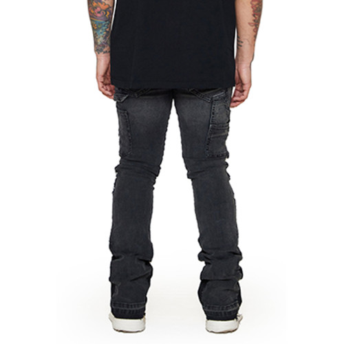 Custom Black Patchwork Stacked Skinny Jeans - Expert Denim Factory | DiZNEW