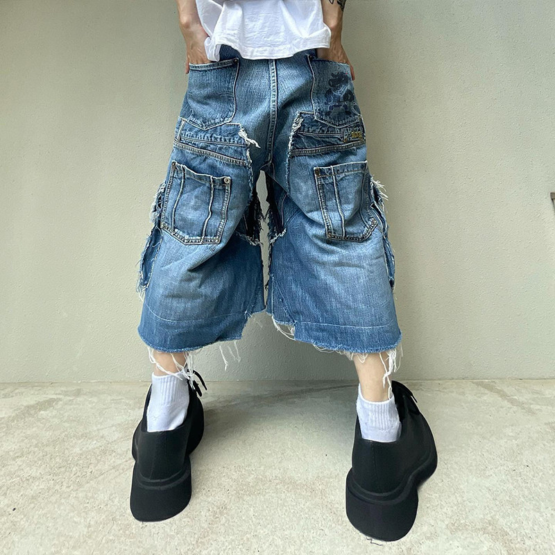 Patchwork-Jeansshorts