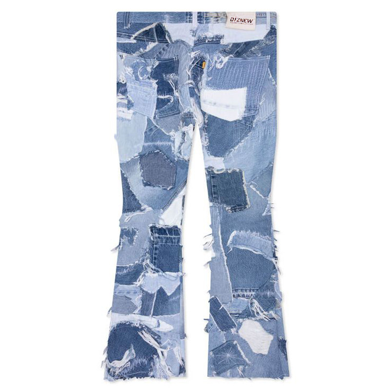 Jeans évasés patchwork en gros