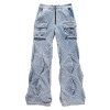 Wholesale Geometric Stitch Denim Cargo Pants - Premier Denim Manufacturer | DiZNEW