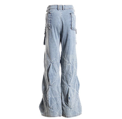 Wholesale Geometric Stitch Denim Cargo Pants - Premier Denim Manufacturer | DiZNEW
