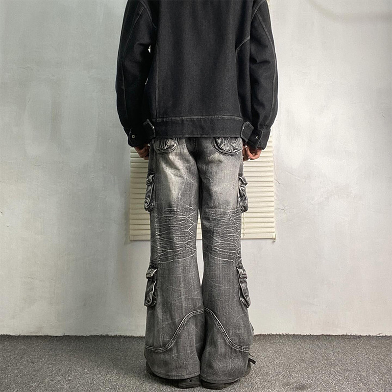 Wholesale Retro Cargo Denim Pants