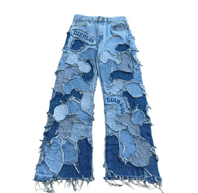 Bespoke Shredded Distressed Flared Jeans - Premier Denim Manufacturer | DiZNEW