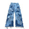 Bespoke Shredded Distressed Flared Jeans - Premier Denim Manufacturer | DiZNEW