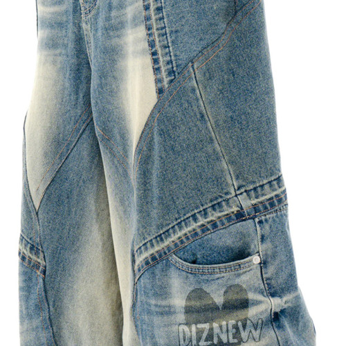 Maßgeschneiderte Vintage-Jeans mit verwaschenem weitem Bein – High-End-Denim-Hersteller | DiZNEW