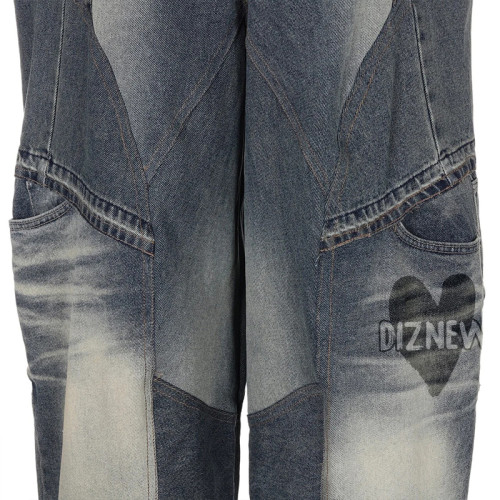 Maßgeschneiderte Vintage-Jeans mit verwaschenem weitem Bein – High-End-Denim-Hersteller | DiZNEW