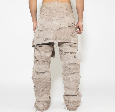 Bespoke Beige Textured Layered Jeans - High-End Denim Manufacturer | DiZNEW