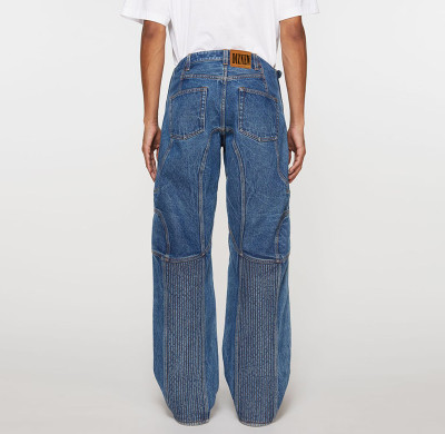 Bespoke Geometric Stitch Biker Denim Jeans - High-End Denim Pants| DiZNEW