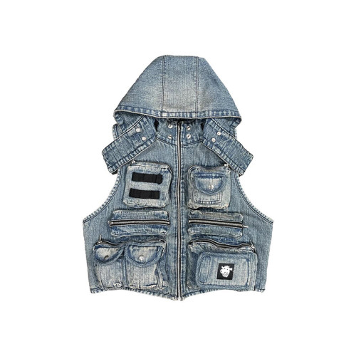 Veste et gilet en denim multi-poches utilitaires sur mesure Fabricant de denim de qualité | DiZNEW