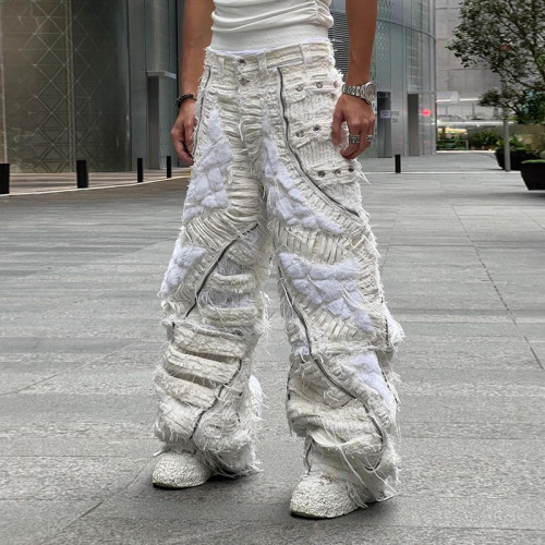 Bespoke Distressed Multi-Pocket Cargo Denim Pants - High-End Denim Manufacturer | DiZNEW