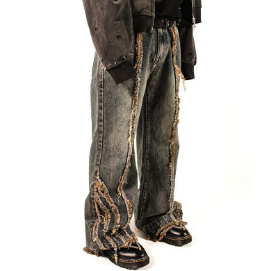 Bespoke Frayed Distressed Denim Jeans - High-End Denim Manufacturer | DiZNEW