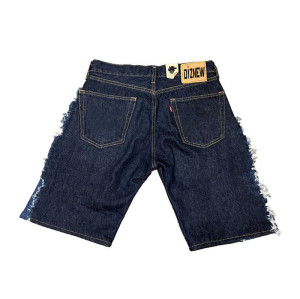 Custom Two-Tone Frayed Denim Shorts - Premium Denim Tailoring | DiZNEW