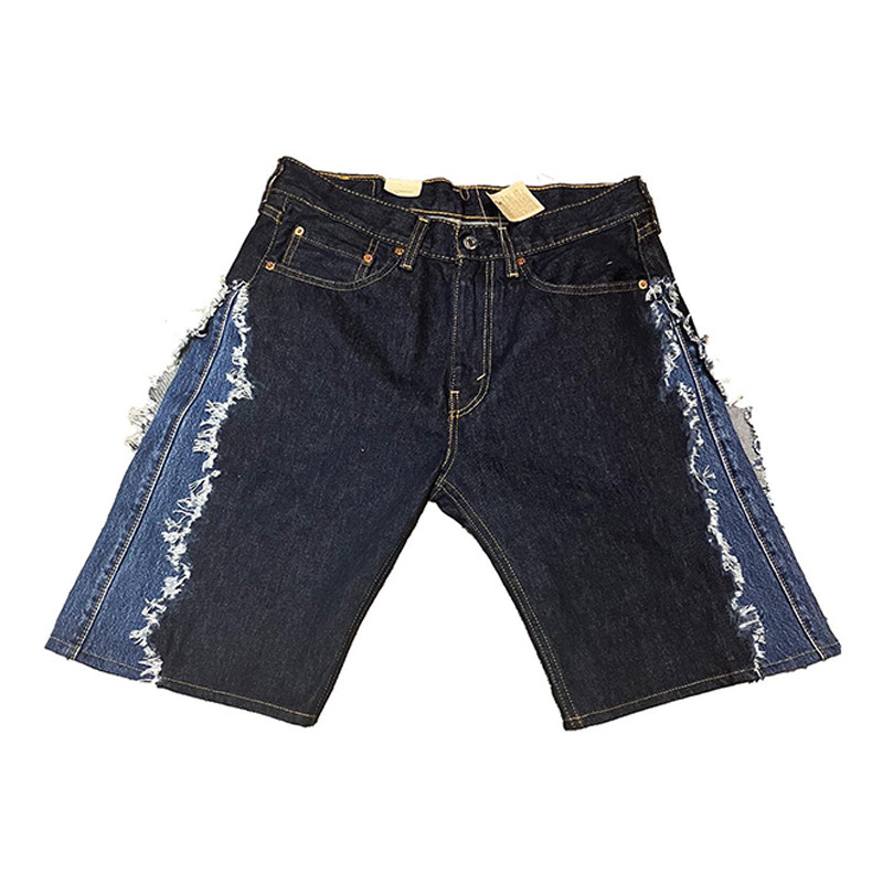 Short en jean bicolore