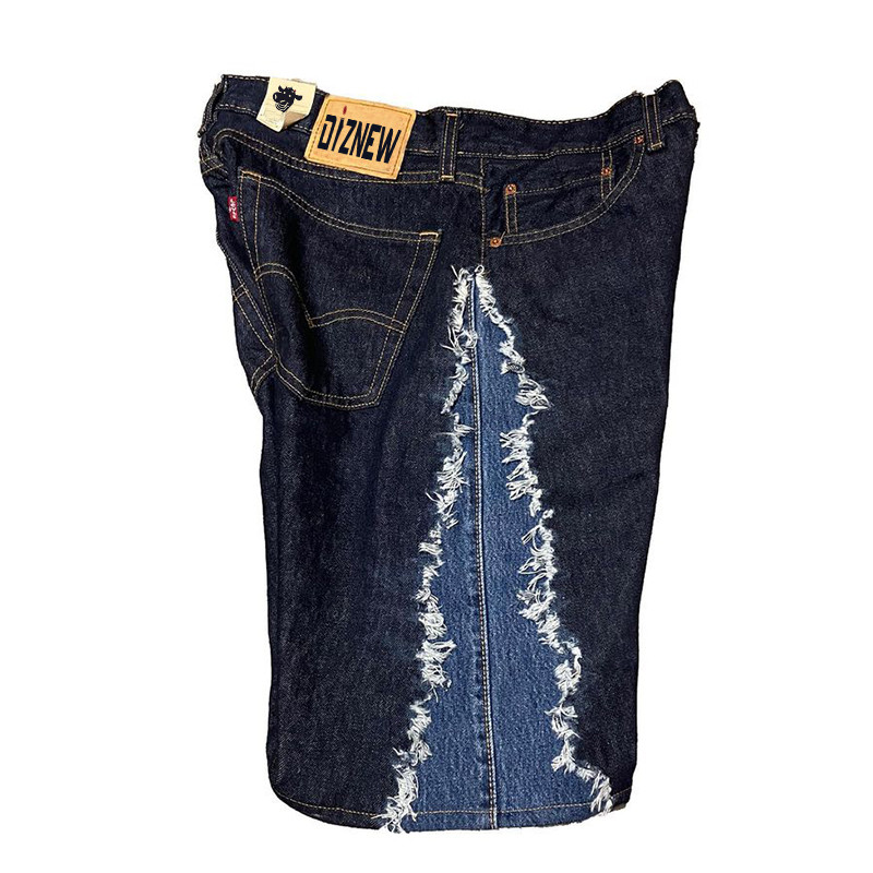 Zweifarbige Jeansshorts